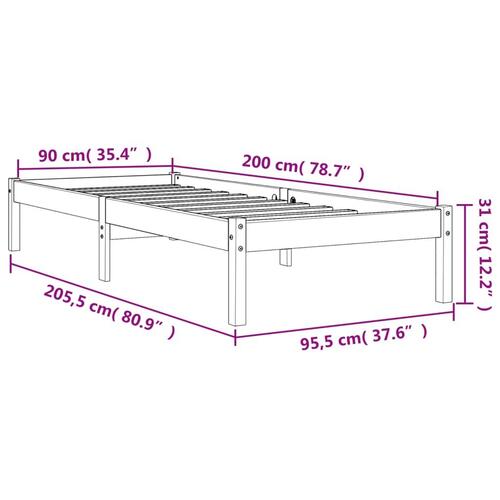 Sengeramme 90x200 cm massivt fyrretræ gyldenbrun