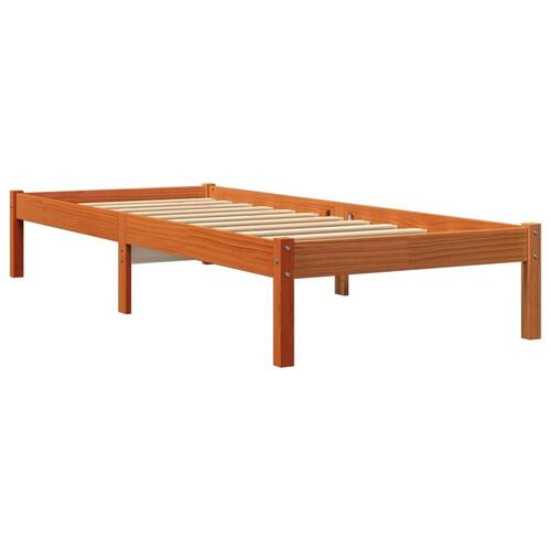 Sengeramme 90x190 cm massivt fyrretræ gyldenbrun