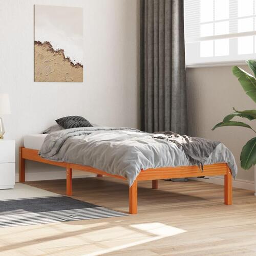 Sengeramme 90x190 cm massivt fyrretræ gyldenbrun