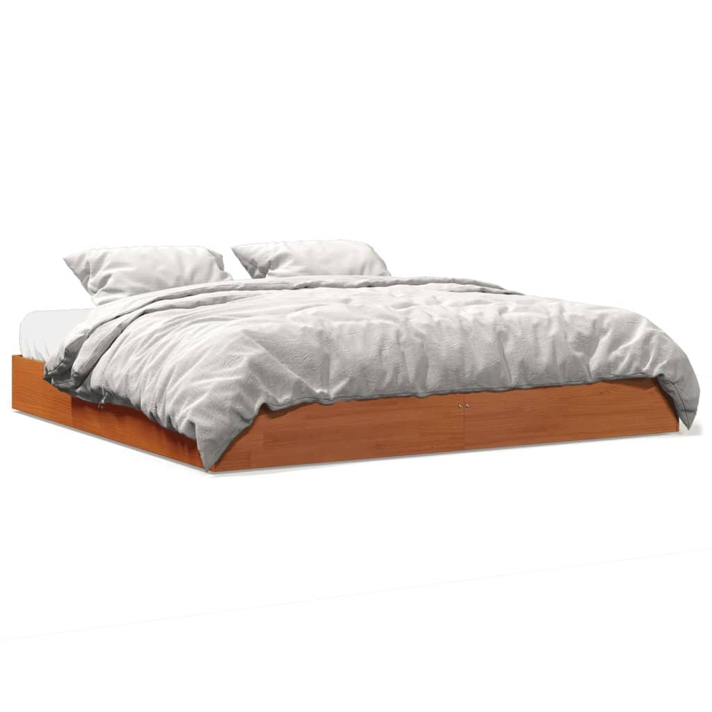 Sengeramme uden madras 180x200 cm massivt fyrretræ gyldenbrun