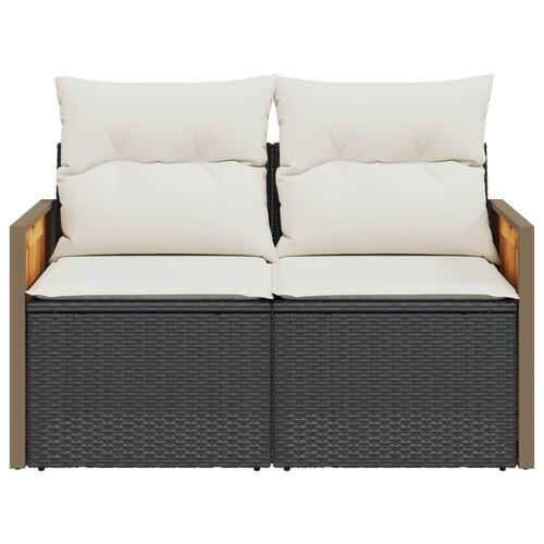2-personers havesofa med hynder polyrattan sort