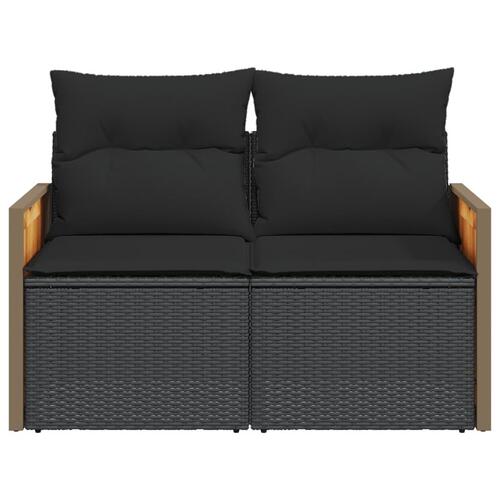2-personers havesofa med hynder polyrattan sort