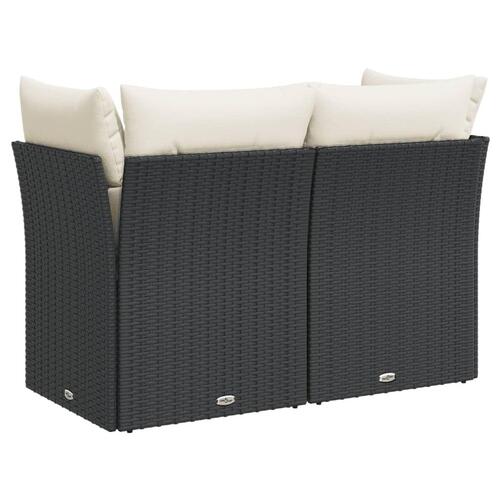 2-personers havesofa med hynder polyrattan sort