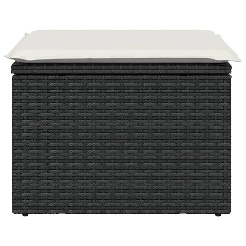 Haveskammel med hynde 55x55x37 cm polyrattan sort