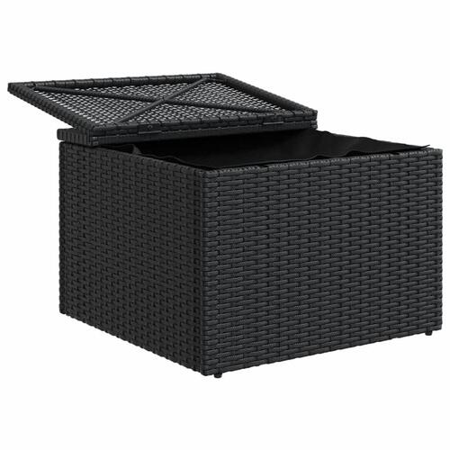Haveskammel med hynde 55x55x37 cm polyrattan sort