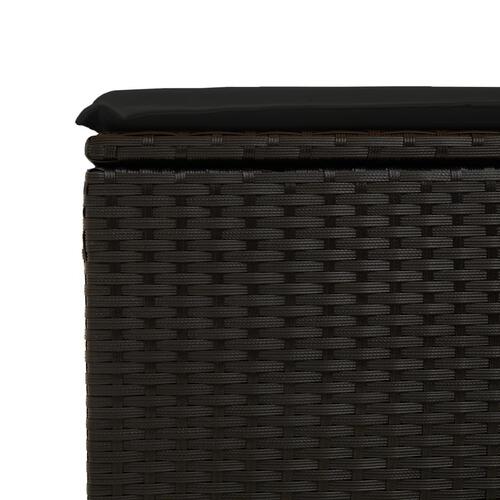 Haveskammel med hynde 55x55x37 cm polyrattan sort