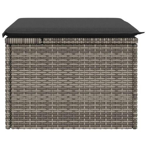 Haveskammel med hynde 55x55x37 cm polyrattan grå