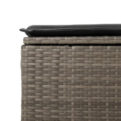 Haveskammel med hynde 55x55x37 cm polyrattan grå