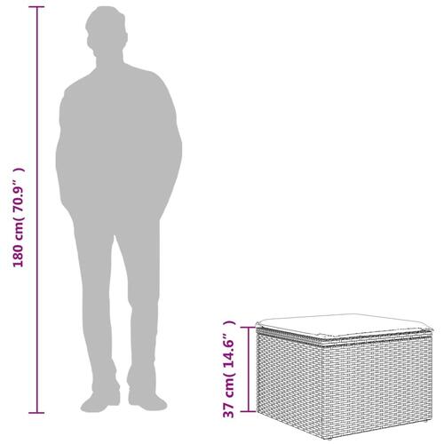 Haveskammel med hynde 55x55x37 cm polyrattan grå