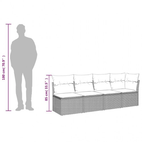 4-personers havesofa med hynder i polyrattan - brun/cremefarvet