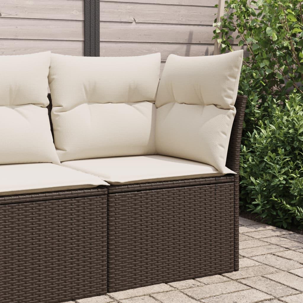 Hjørnemodul til havesofa med hynder polyrattan brun