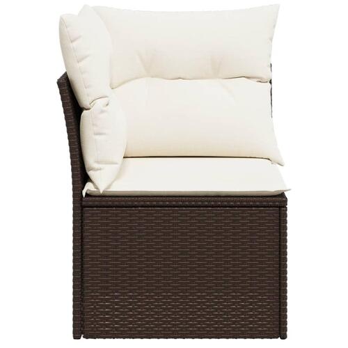Hjørnemodul til havesofa med hynder polyrattan brun