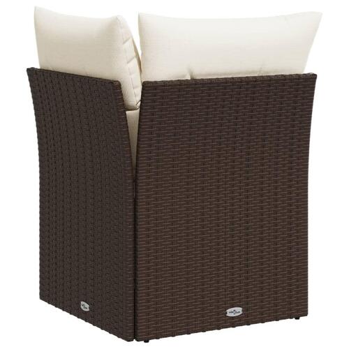 Hjørnemodul til havesofa med hynder polyrattan brun