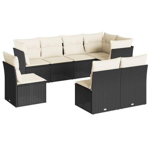 Sofasæt til haven 8 dele med hynder polyrattan sort