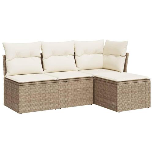 Sofasæt til haven 4 dele med hynder polyrattan beige