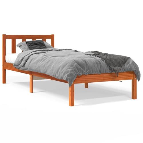 Sengeramme 90x190 cm massivt fyrretræ gyldenbrun