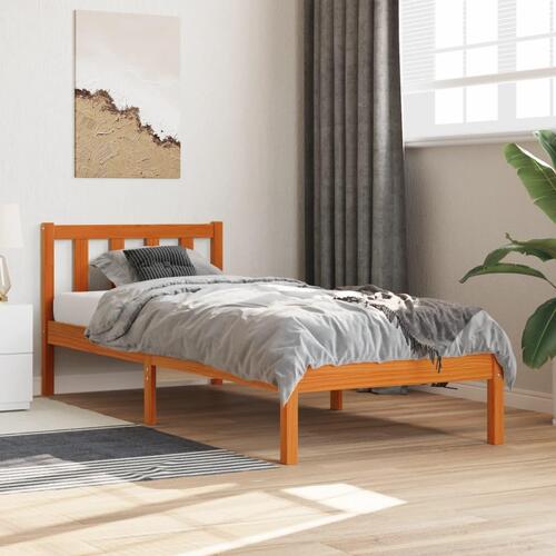 Sengeramme 90x190 cm massivt fyrretræ gyldenbrun