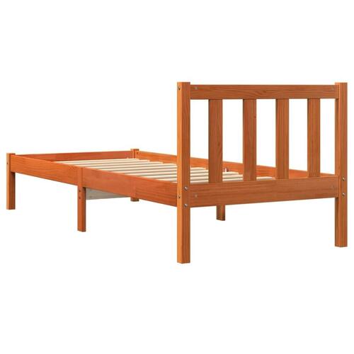 Sengeramme 90x190 cm massivt fyrretræ gyldenbrun