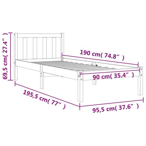 Sengeramme 90x190 cm massivt fyrretræ gyldenbrun
