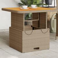 Havebord 80x80x71 cm polyrattan og akacietræ beige