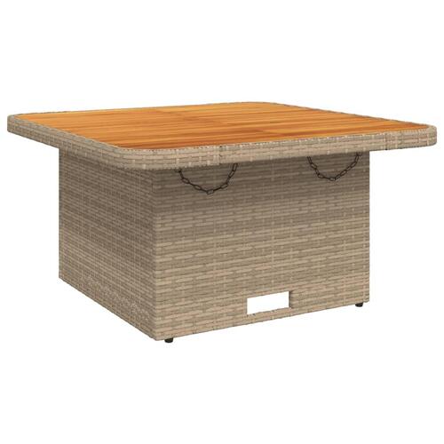 Havebord 80x80x71 cm polyrattan og akacietræ beige