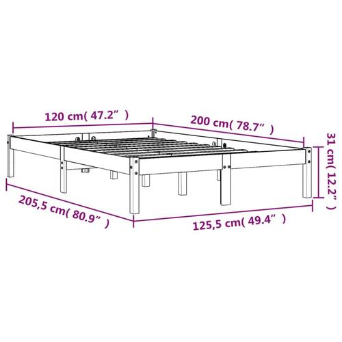 Sengeramme 120x200 cm massivt fyrretræ gyldenbrun