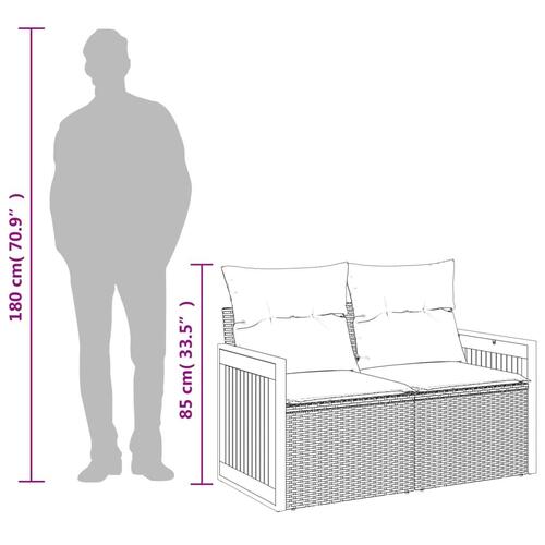 2-personers havesofa med hynder polyrattan grå
