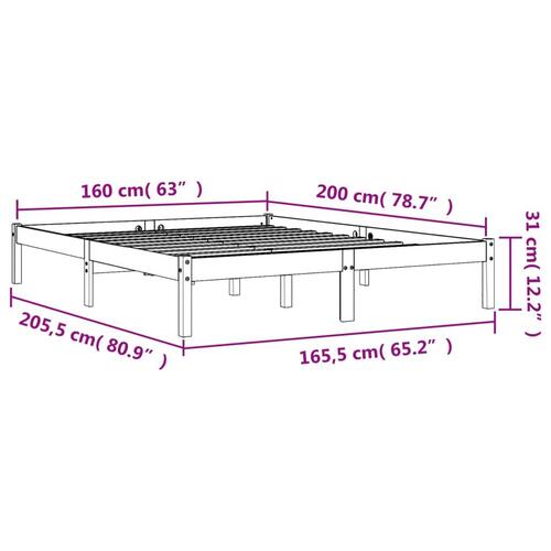 Sengeramme 160x200 cm massivt fyrretræ gyldenbrun