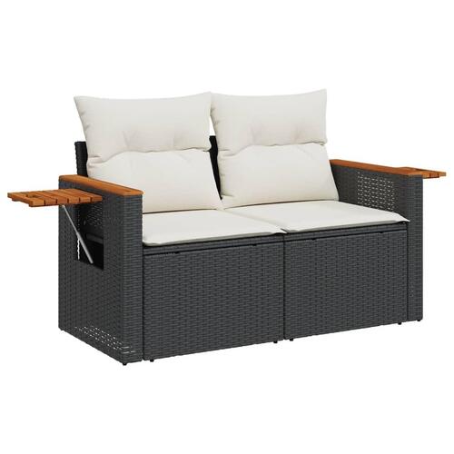 2-personers havesofa med hynder polyrattan sort