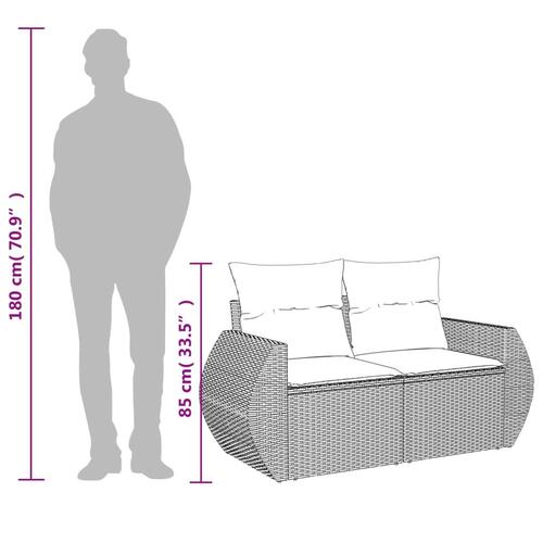 2-personers havesofa med hynder polyrattan sort