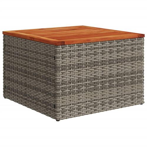 Havebord 55x55x37 cm polyrattan og akacietræ grå