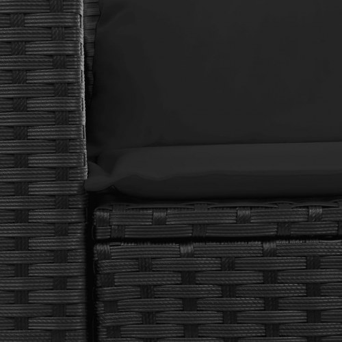 Havesofa med hynder 2-personers - sort polyrattan