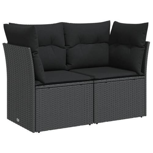 2-personers havesofa med hynder polyrattan sort