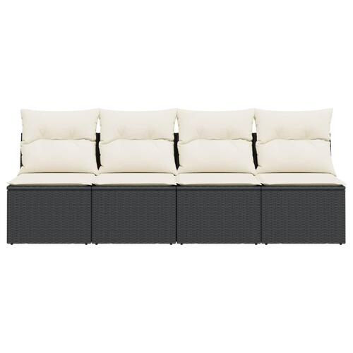 4-personers havesofa med hynder polyrattan sort