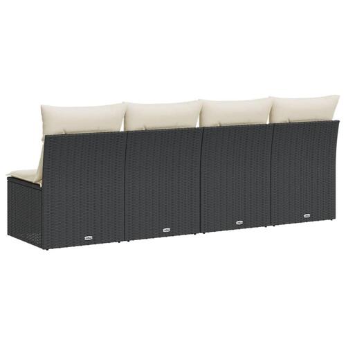 4-personers havesofa med hynder polyrattan sort