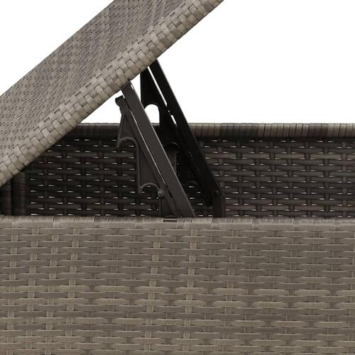 Haveskammel med hynde 55x55x37 cm polyrattan grå