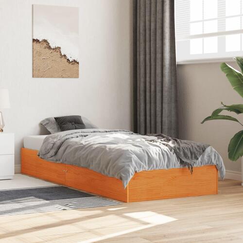 Sengeramme 90x190 cm massivt fyrretræ gyldenbrun