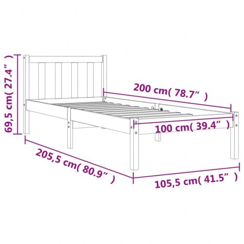 Sengeramme i massivt fyrretræ 100x200 cm - gyldenbrun