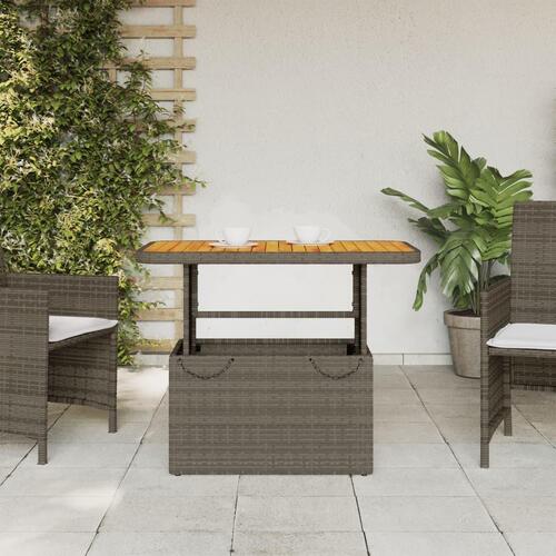 Havebord 90x55x71 cm polyrattan og massivt akacietræ grå