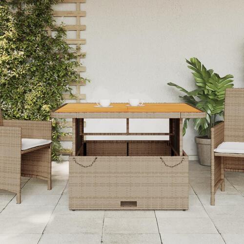 Havebord 110x110x71 cm polyrattan og akacietræ beige