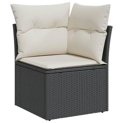 Hjørnemodul til havesofa med hynder polyrattan sort