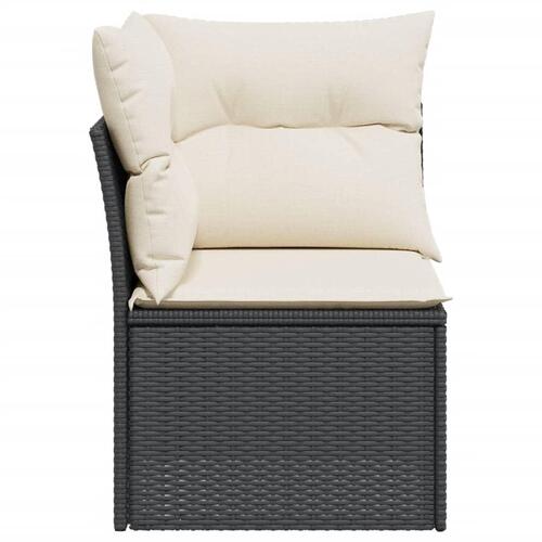Hjørnemodul til havesofa med hynder polyrattan sort