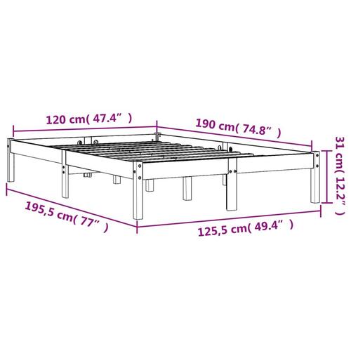 Sengeramme 120x190 cm massivt fyrretræ gyldenbrun