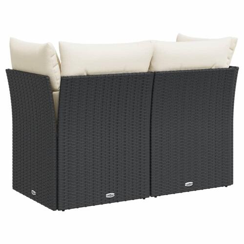 2-personers havesofa med hynder polyrattan sort