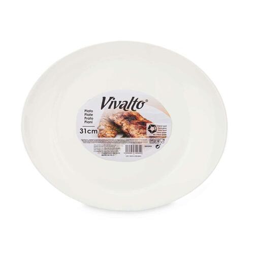 Flad Plade Hvid Glas 30,5 x 3 x 26 cm (18 enheder)