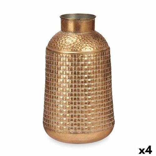 Vase Gylden Metal 22,5 x 39,5 x 22,5 cm (4 enheder) Med relief