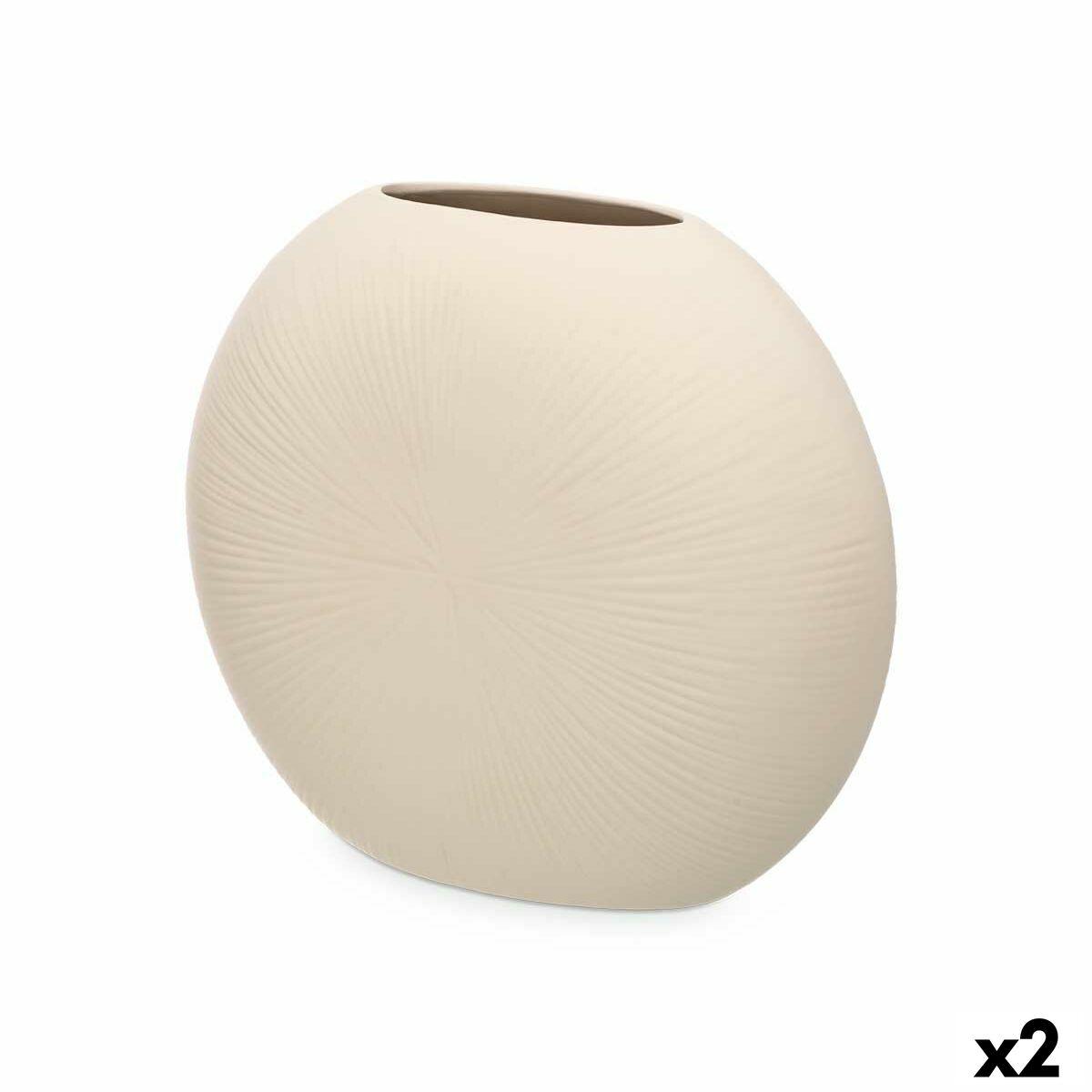 Vase Beige Keramik 36 x 34 x 16 cm (2 enheder) Cirkulær