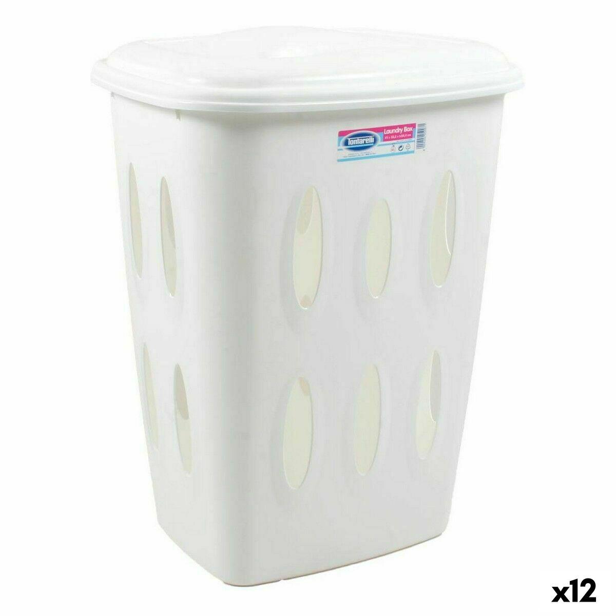 Vasketøjskurv Tontarelli Laundry Med låg 45 L Hvid 41 x 33,2 x 54,5 cm (12 enheder)