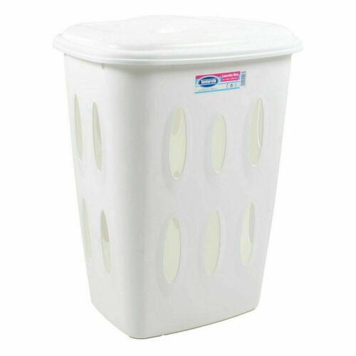 Vasketøjskurv Tontarelli Laundry Med låg 45 L Hvid 41 x 33,2 x 54,5 cm (12 enheder)