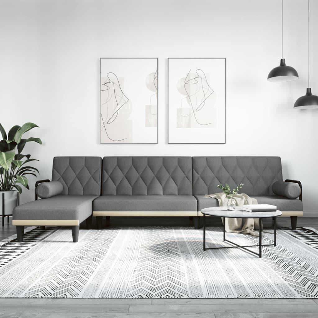 Sovesofa med chaiselong 260x140x70 cm stof mørkegrå